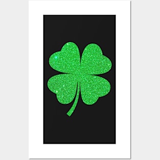 St Patricks Day, Faux Glitter 4 Leaf Clover Posters and Art